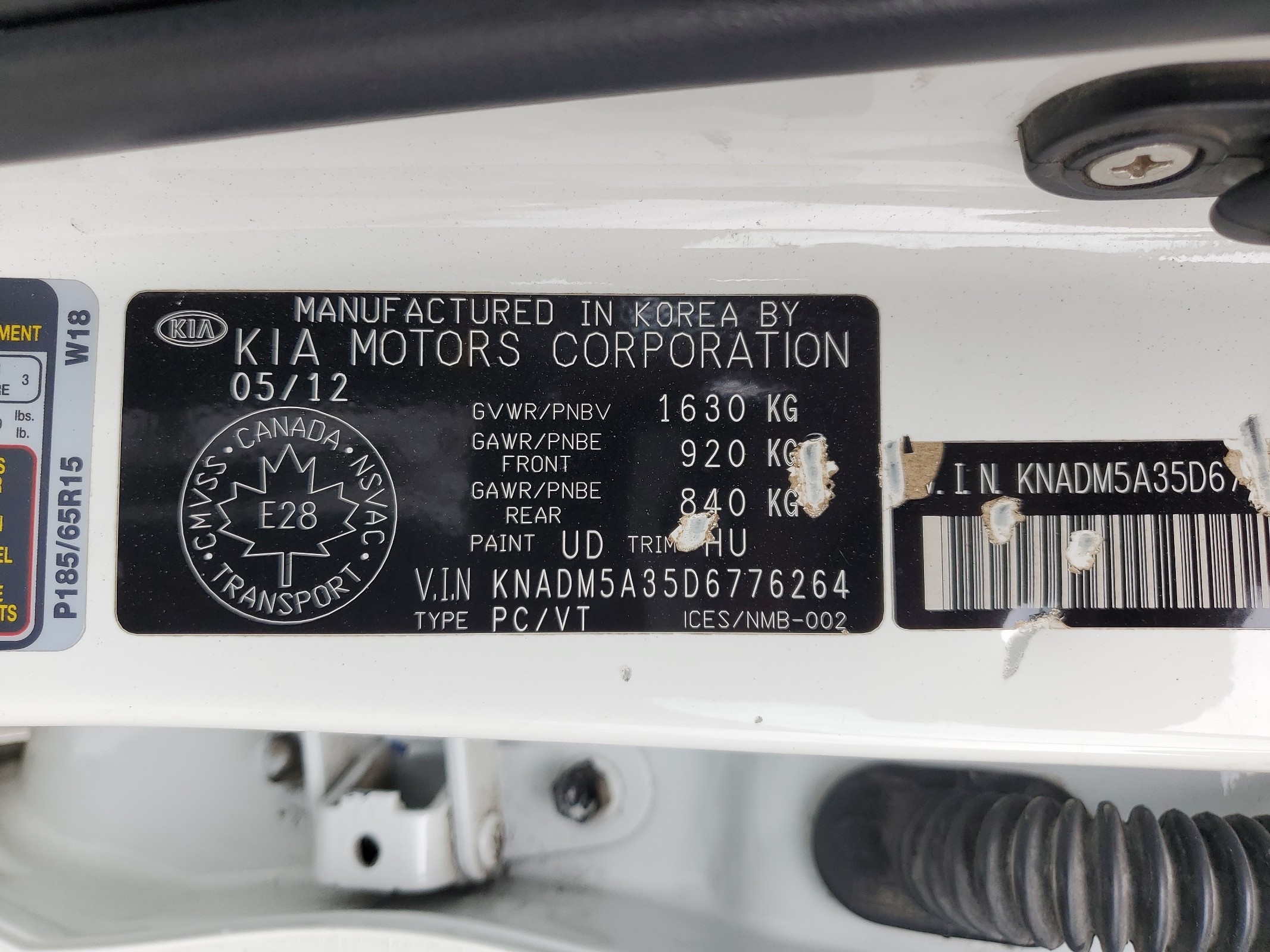 KNADM5A35D6776264 2013 Kia Rio Lx