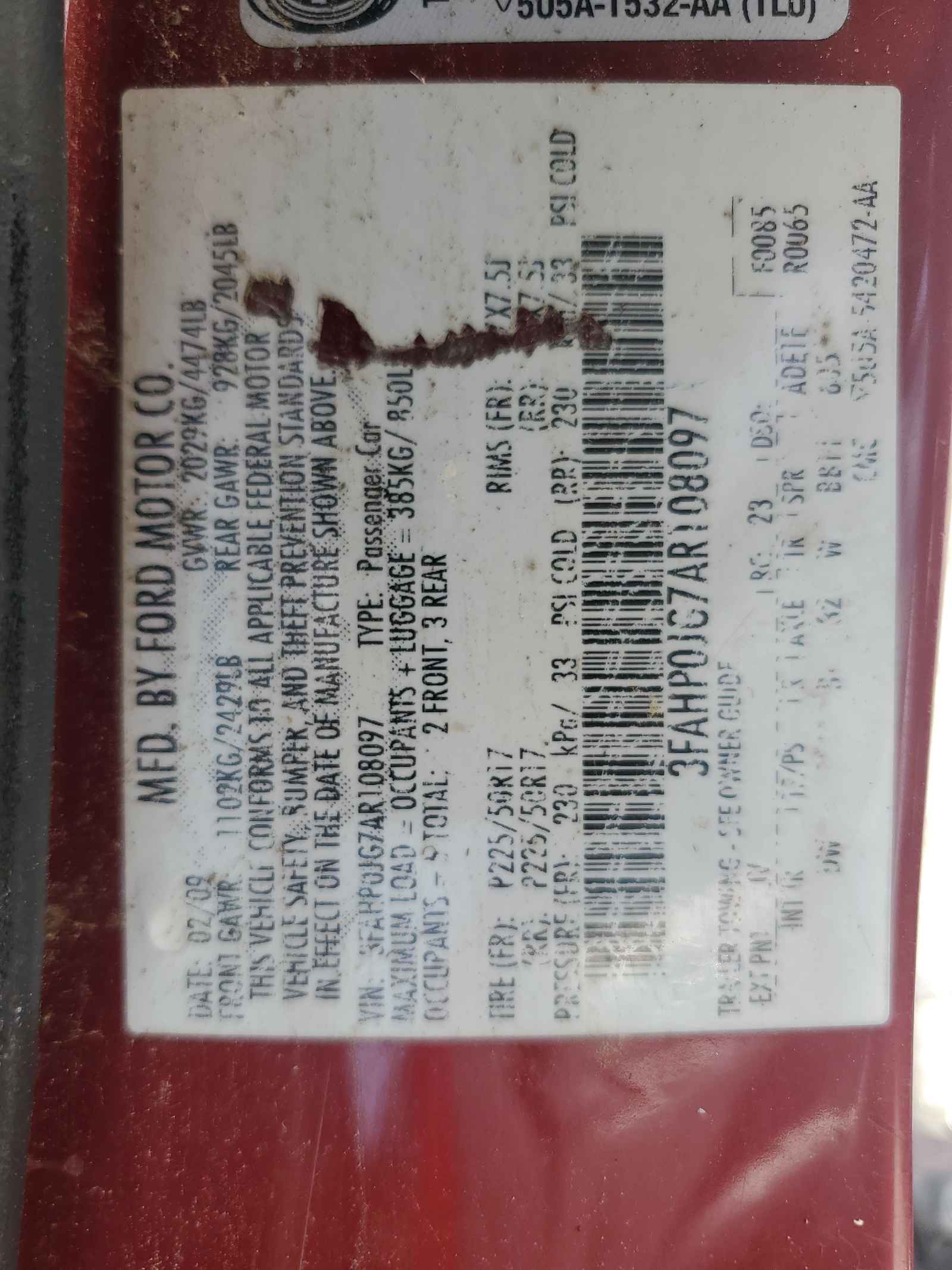 3FAHP0JG7AR108097 2010 Ford Fusion Sel