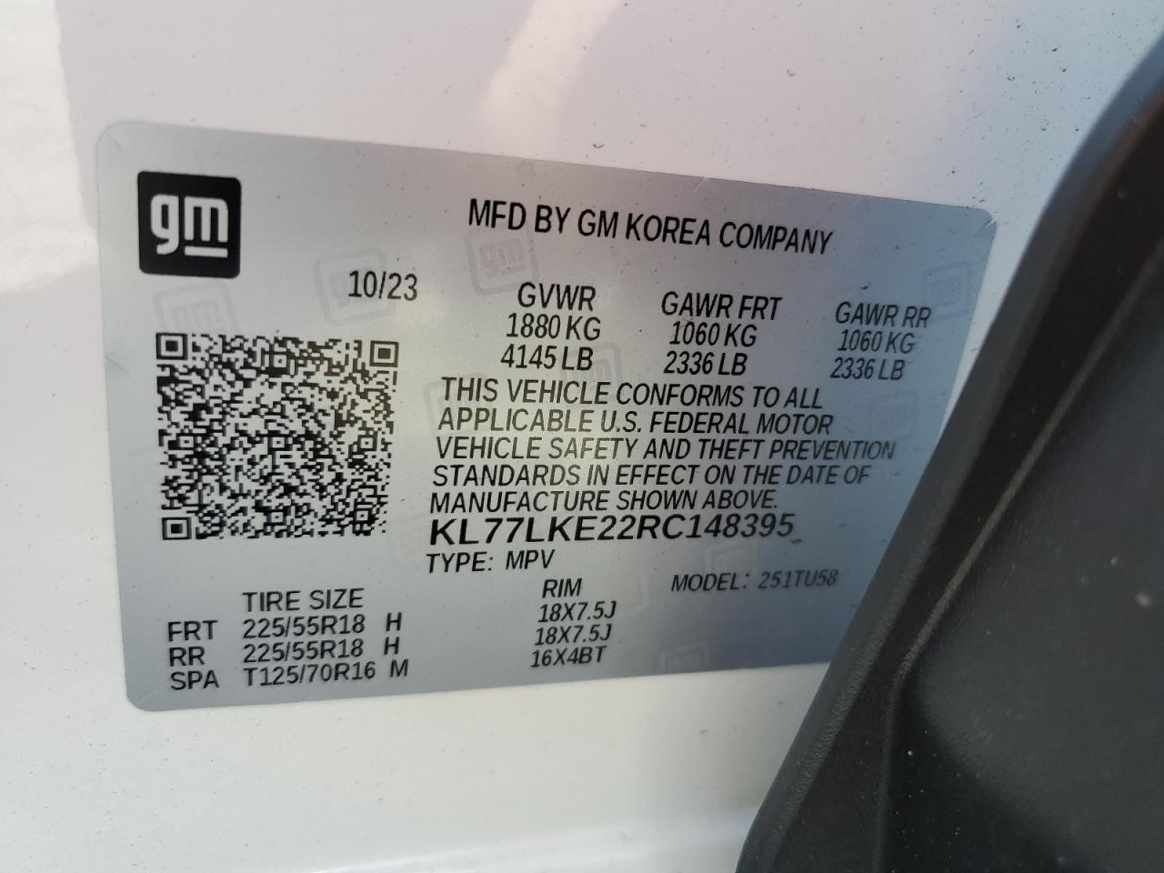 2024 Chevrolet Trax Activ VIN: KL77LKE22RC148395 Lot: 62997014