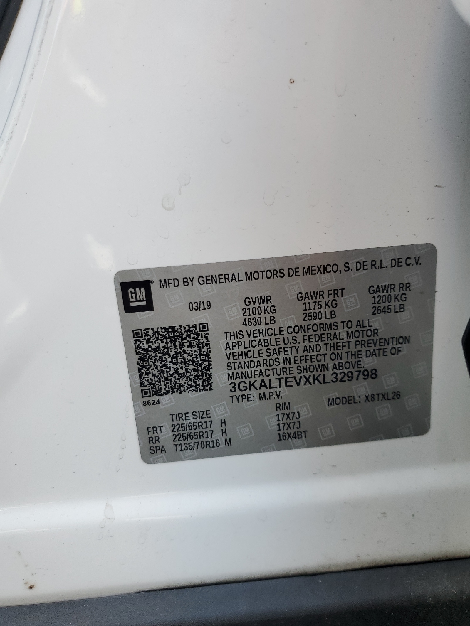 3GKALTEVXKL329798 2019 GMC Terrain Sle