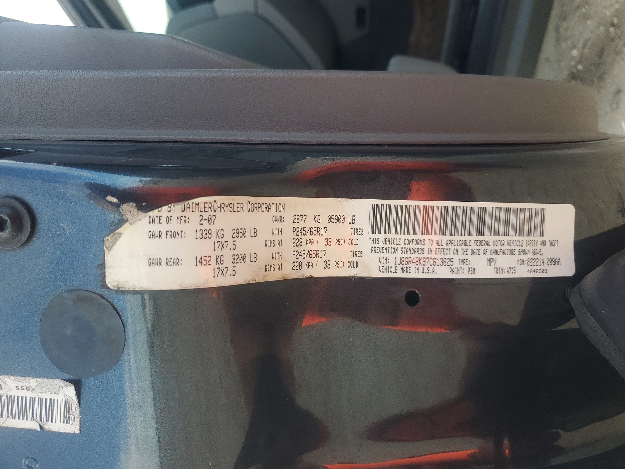 1J8GR48K97C613625 2007 Jeep Grand Cherokee Laredo