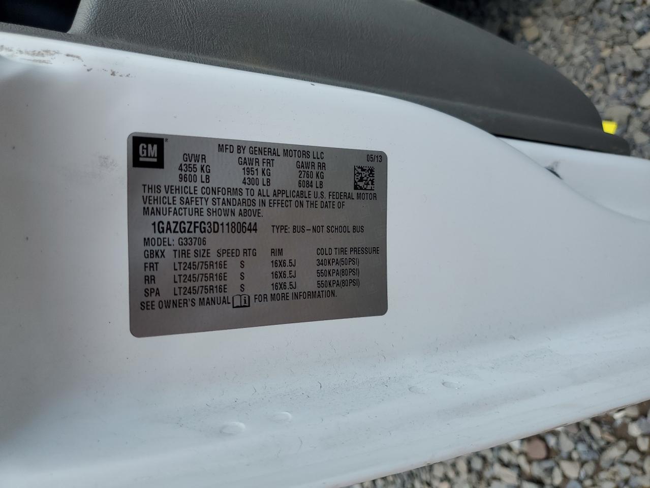 2013 Chevrolet Express G3500 Ls VIN: 1GAZGZFG3D1180644 Lot: 63244054