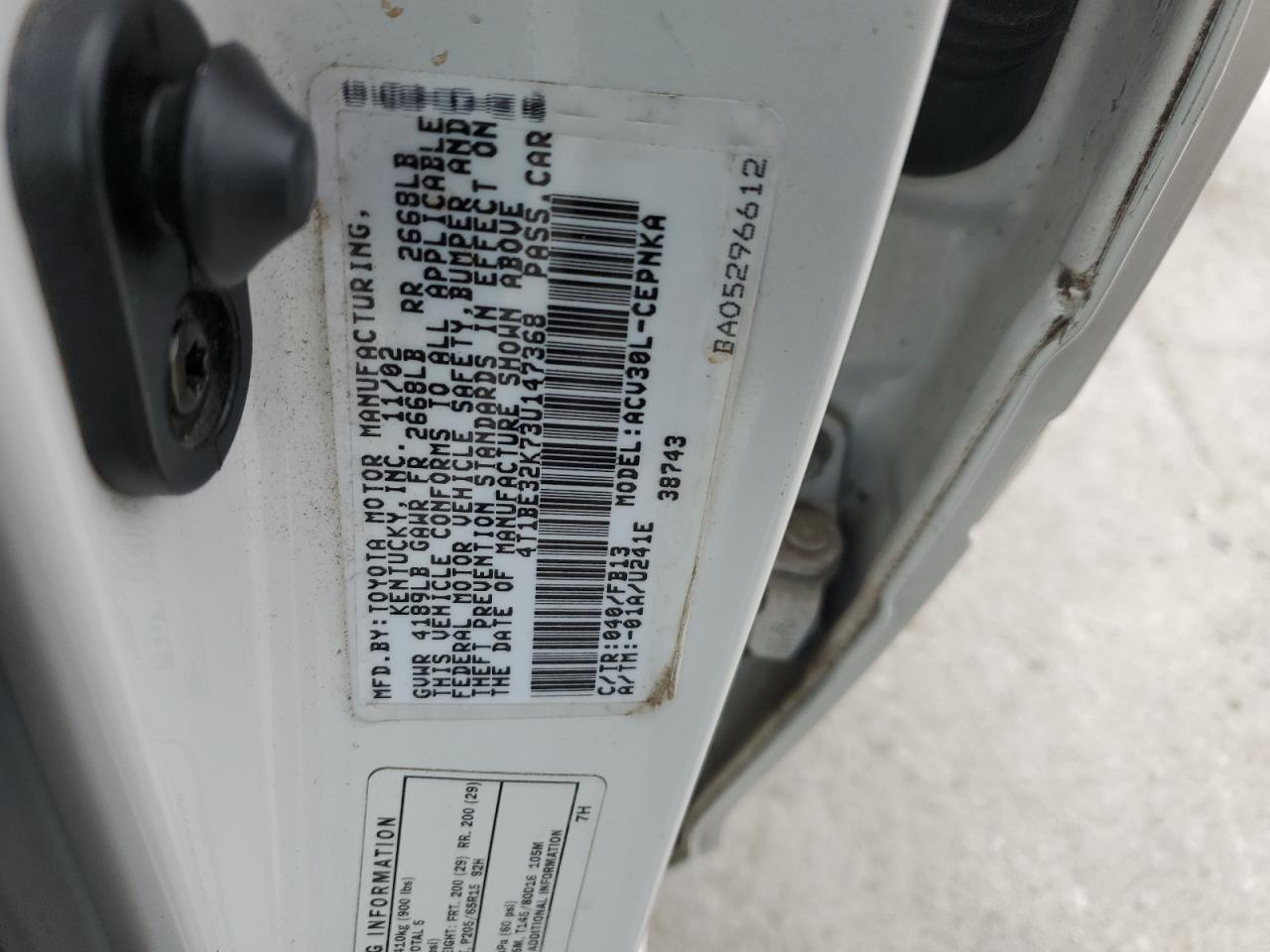 2003 Toyota Camry Le VIN: 4T1BE32K73U147368 Lot: 65162704