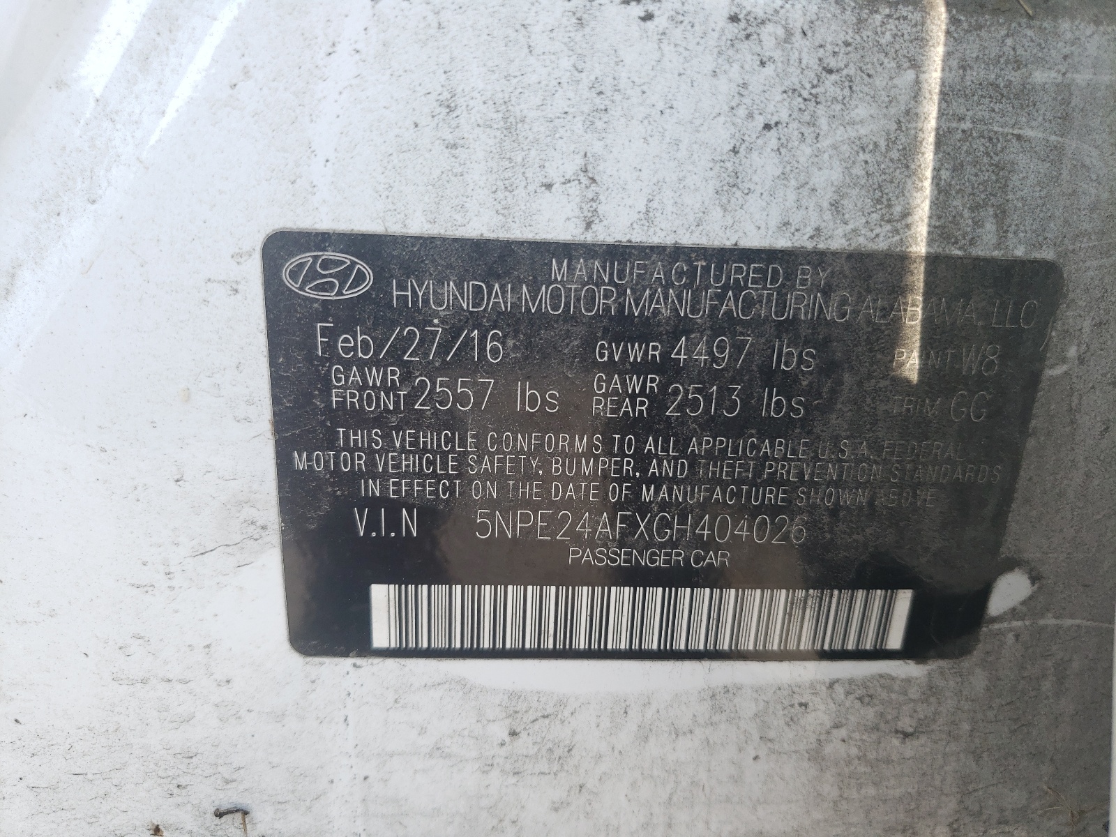5NPE24AFXGH404026 2016 Hyundai Sonata Se