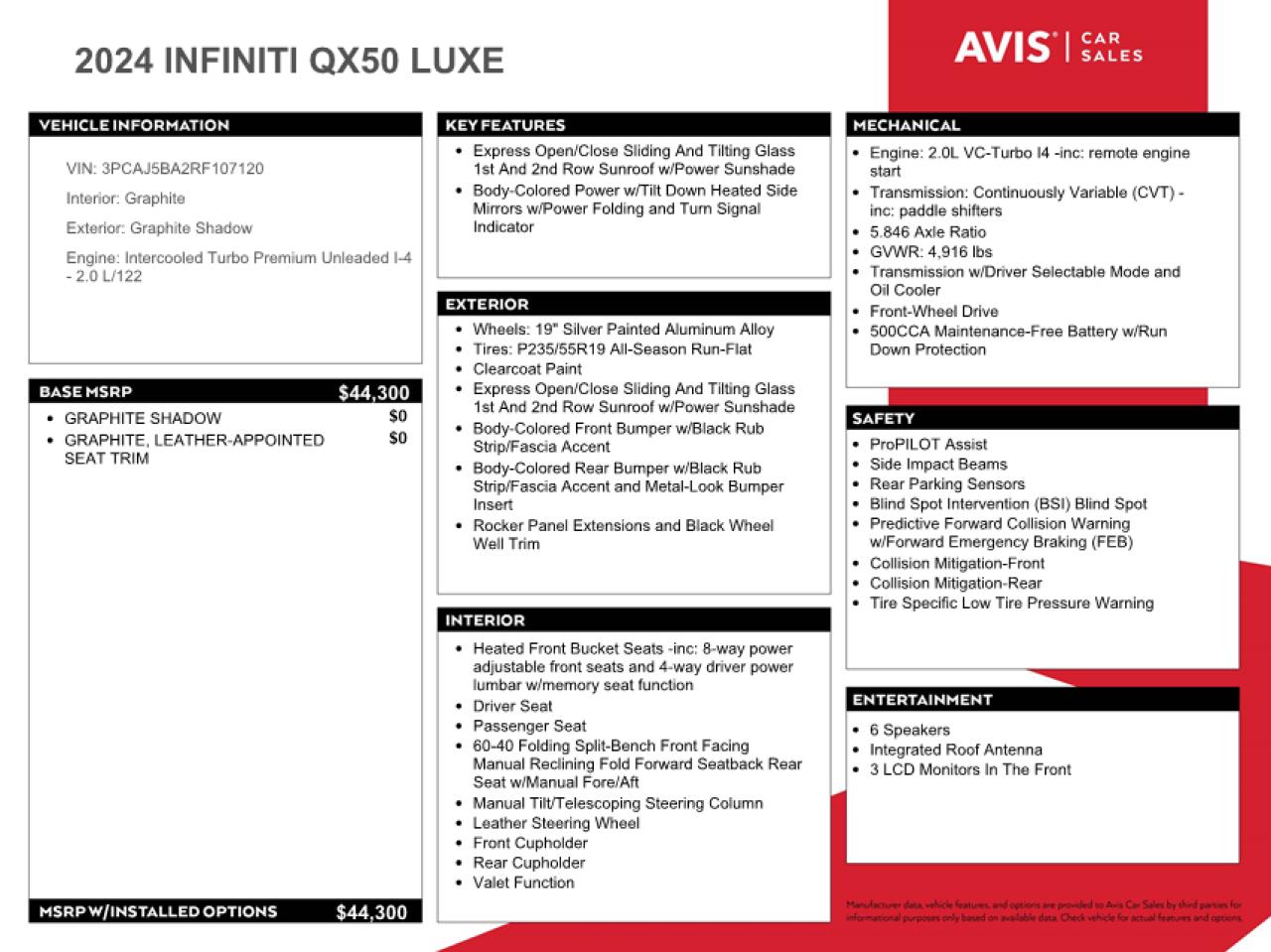 3PCAJ5BA2RF107120 2024 Infiniti Qx50 Luxe