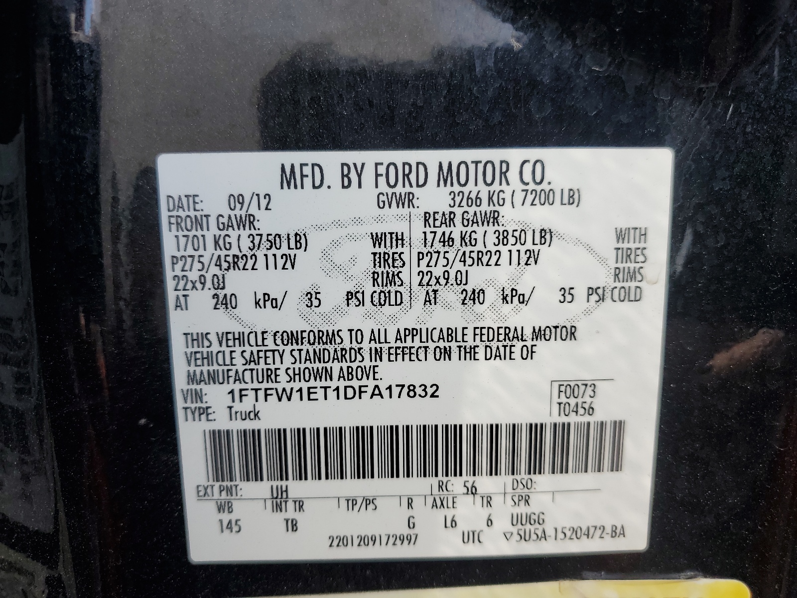 1FTFW1ET1DFA17832 2013 Ford F150 Supercrew