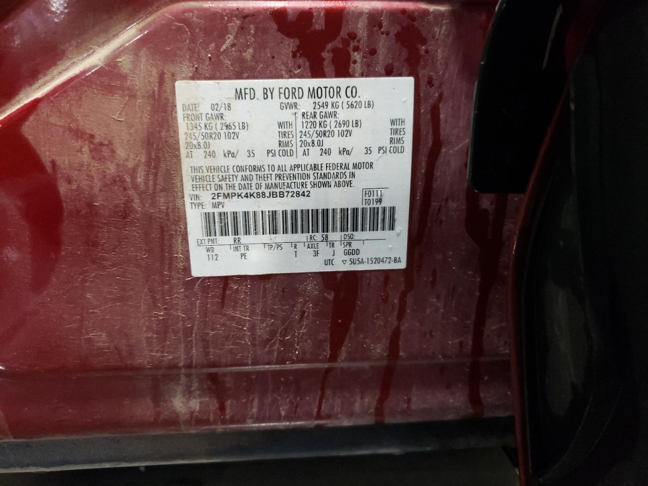 2FMPK4K88JBB72842 2018 Ford Edge Titanium