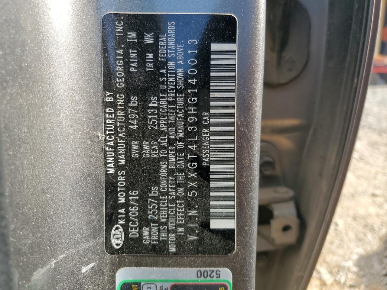 2017 Kia Optima Lx VIN: 5XXGT4L39HG140013 Lot: 65382774