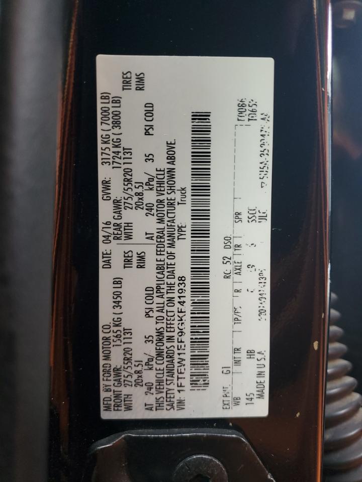 2016 Ford F150 Supercrew VIN: 1FTEW1EF9GKE41938 Lot: 63756814