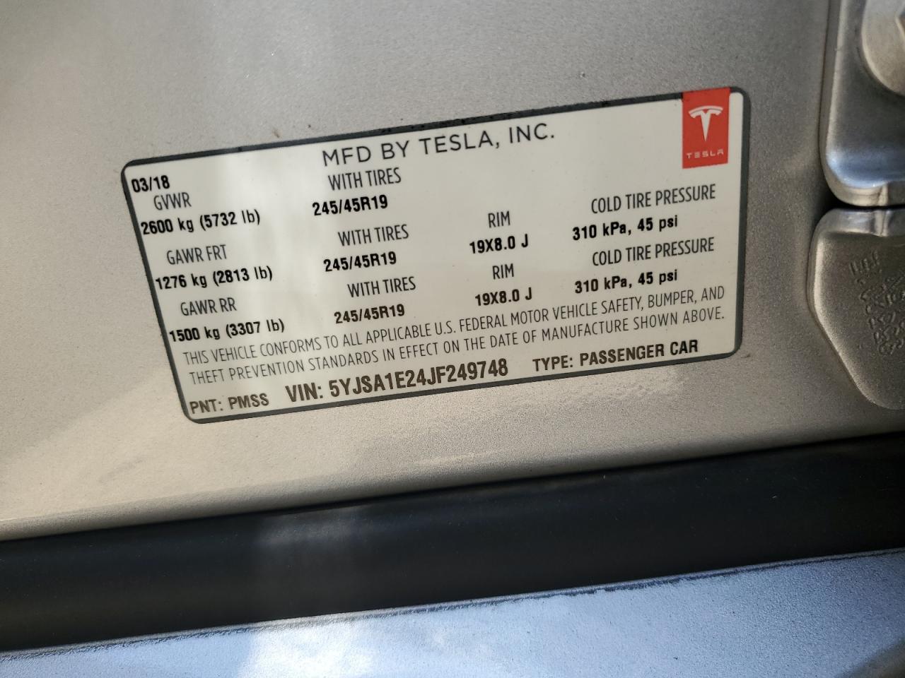 5YJSA1E24JF249748 2018 TESLA MODEL S - Image 14