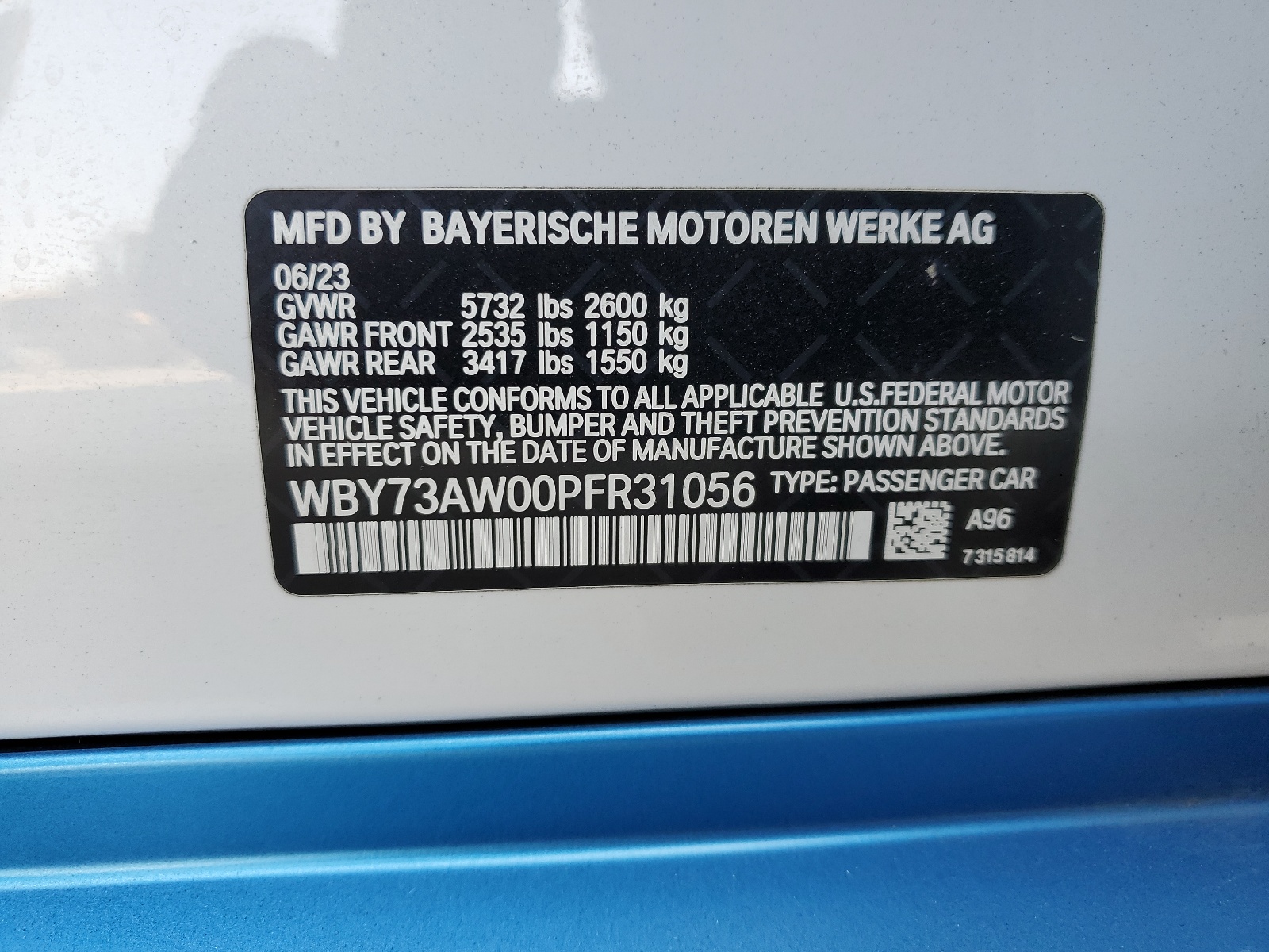 2023 BMW I4 Edrive 40 vin: WBY73AW00PFR31056