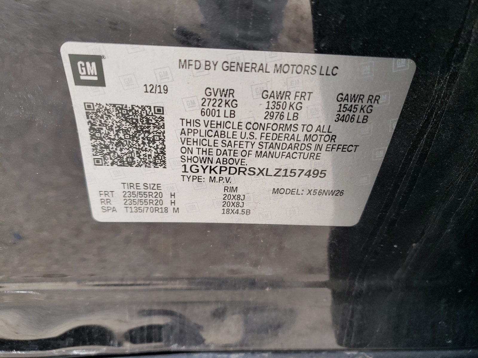 1GYKPDRSXLZ157495 2020 Cadillac Xt6 Premium Luxury