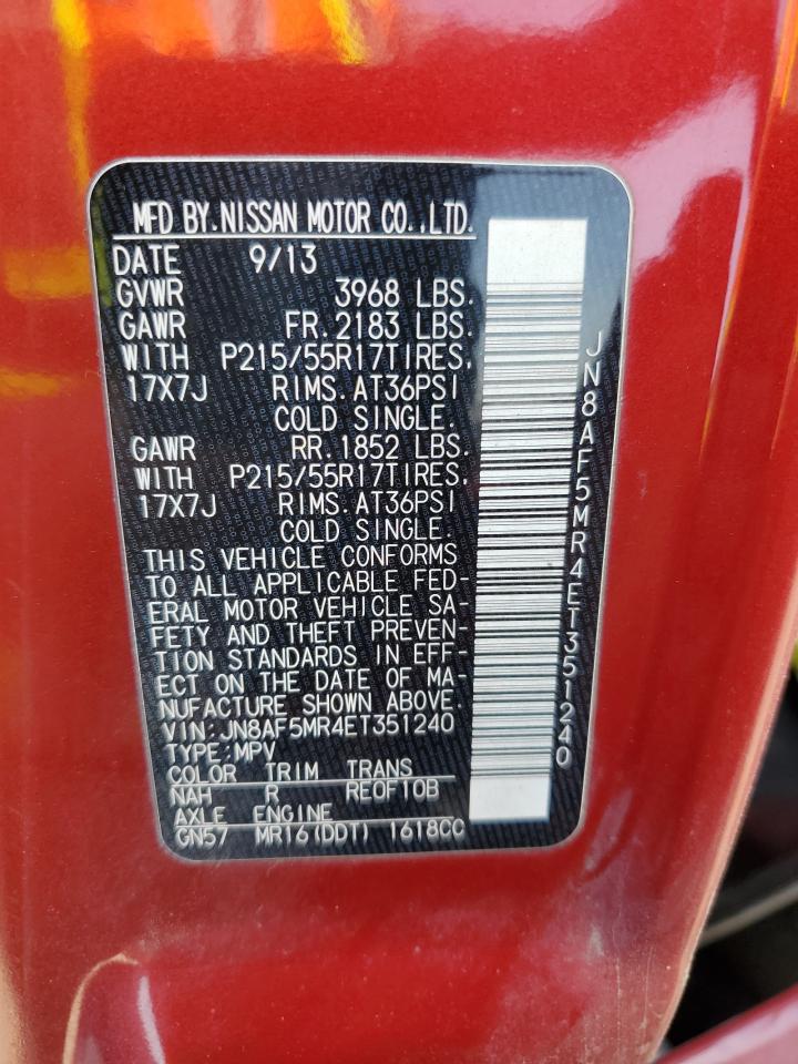 2014 Nissan Juke S VIN: JN8AF5MR4ET351240 Lot: 61283894