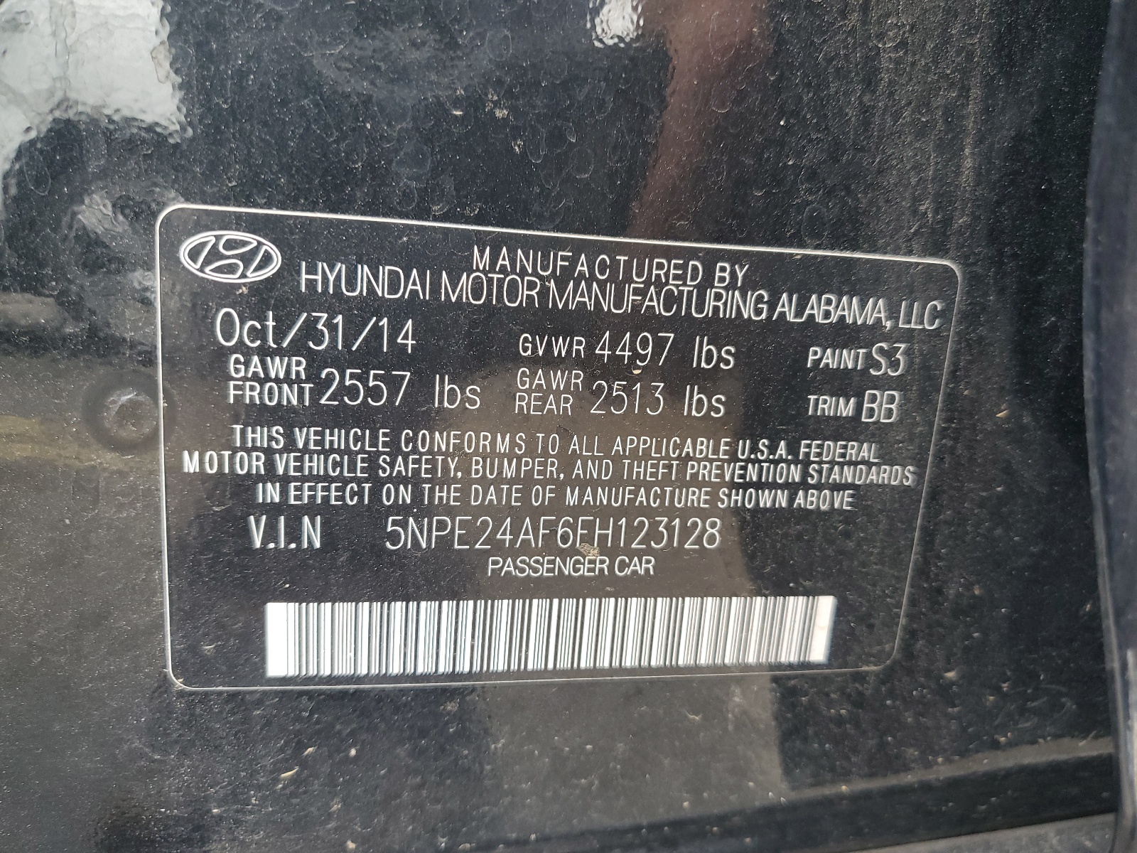 5NPE24AF6FH123128 2015 Hyundai Sonata Se