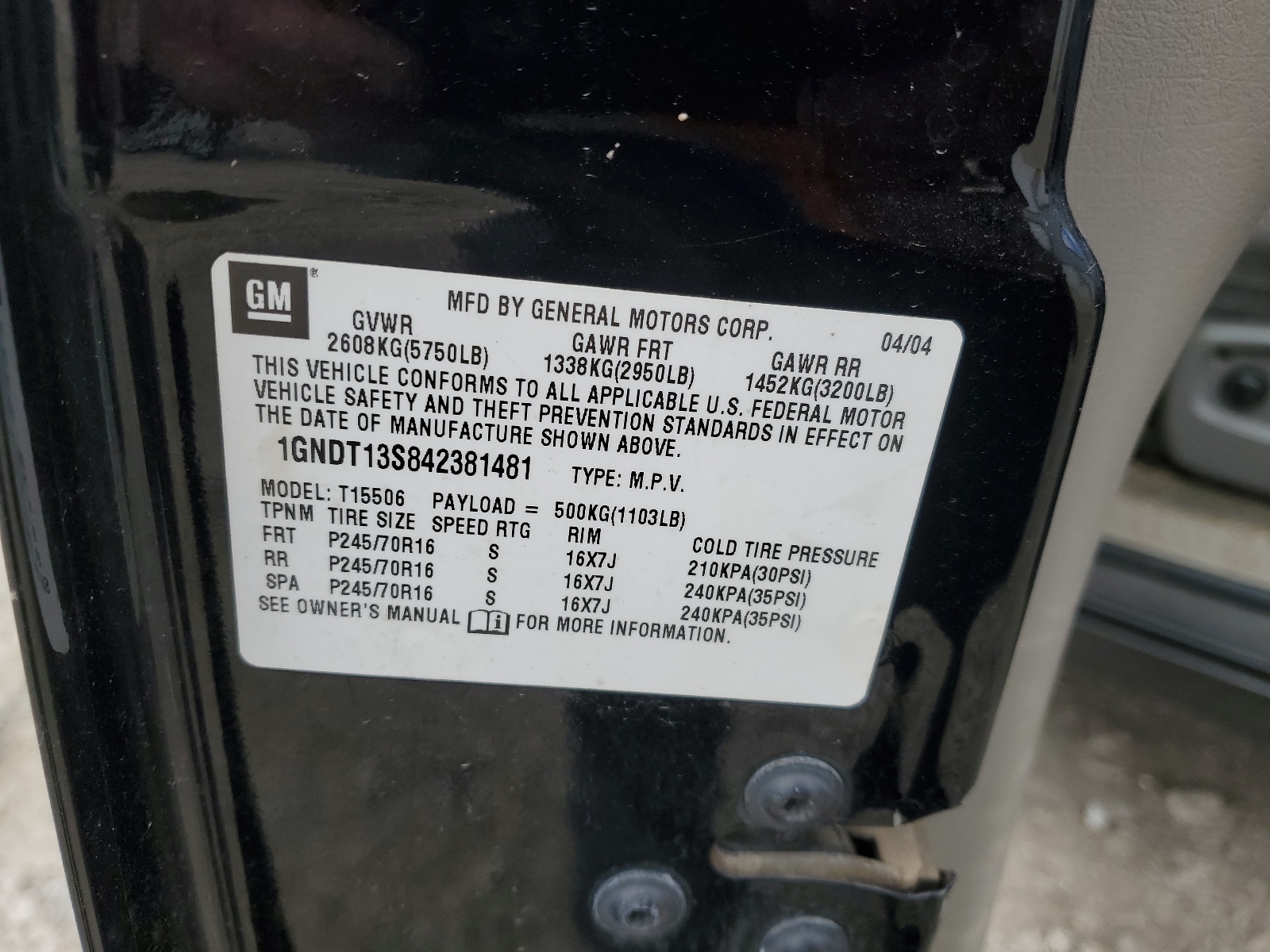 1GNDT13S842381481 2004 Chevrolet Trailblazer Ls