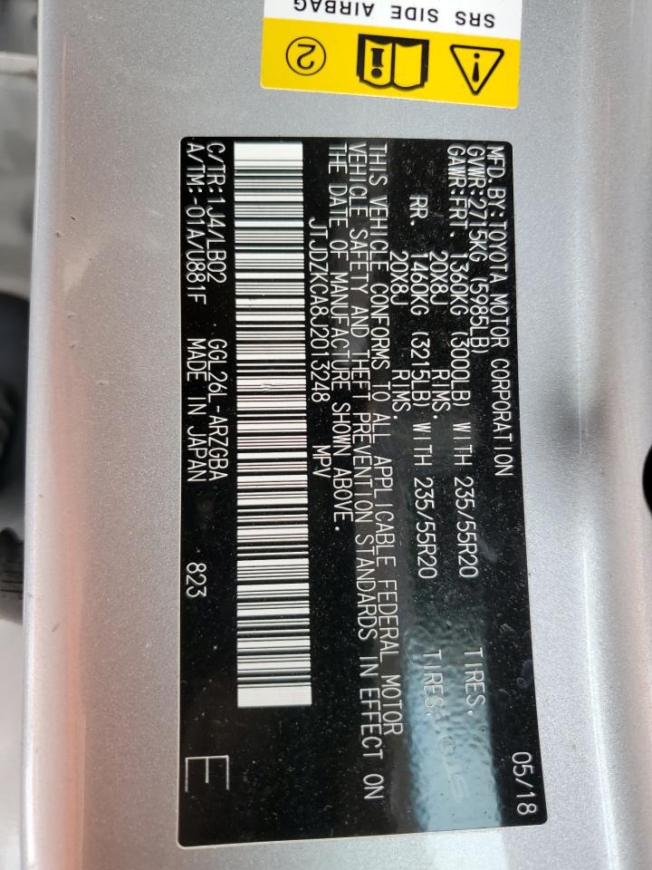 2018 Lexus Rx 350 L VIN: JTJDZKCA8J2013248 Lot: 65393484