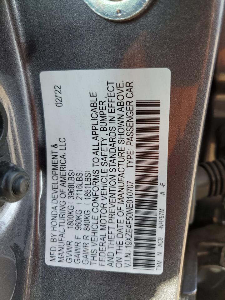 2022 Honda Insight Ex VIN: 19XZE4F50NE010707 Lot: 64885794