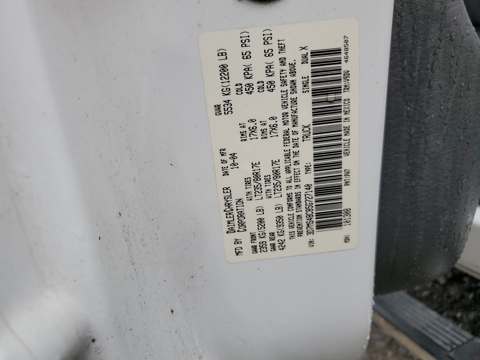 3D7MS48C85G727140 2005 Dodge Ram 3500 St