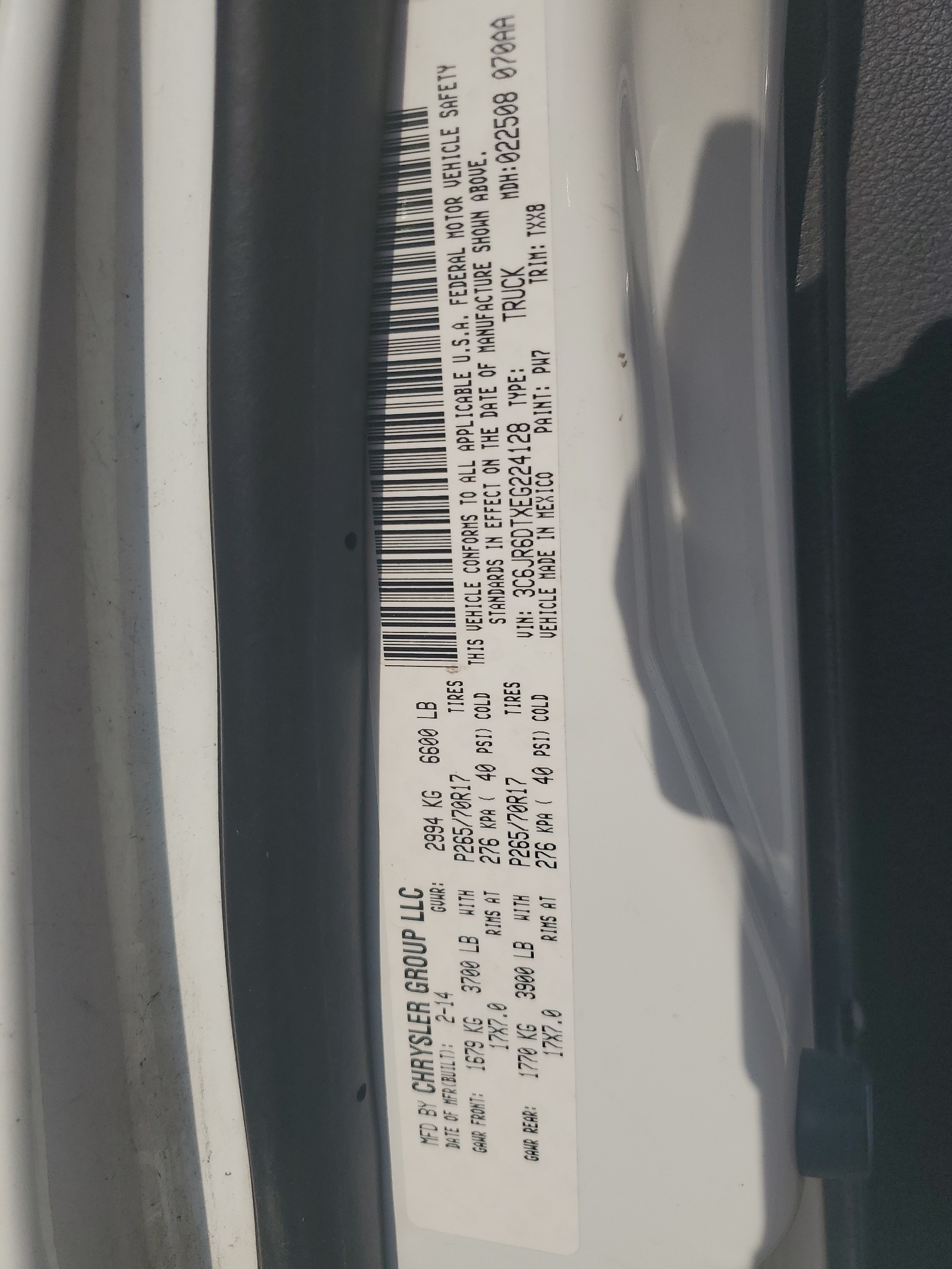 3C6JR6DTXEG224128 2014 Ram 1500 St