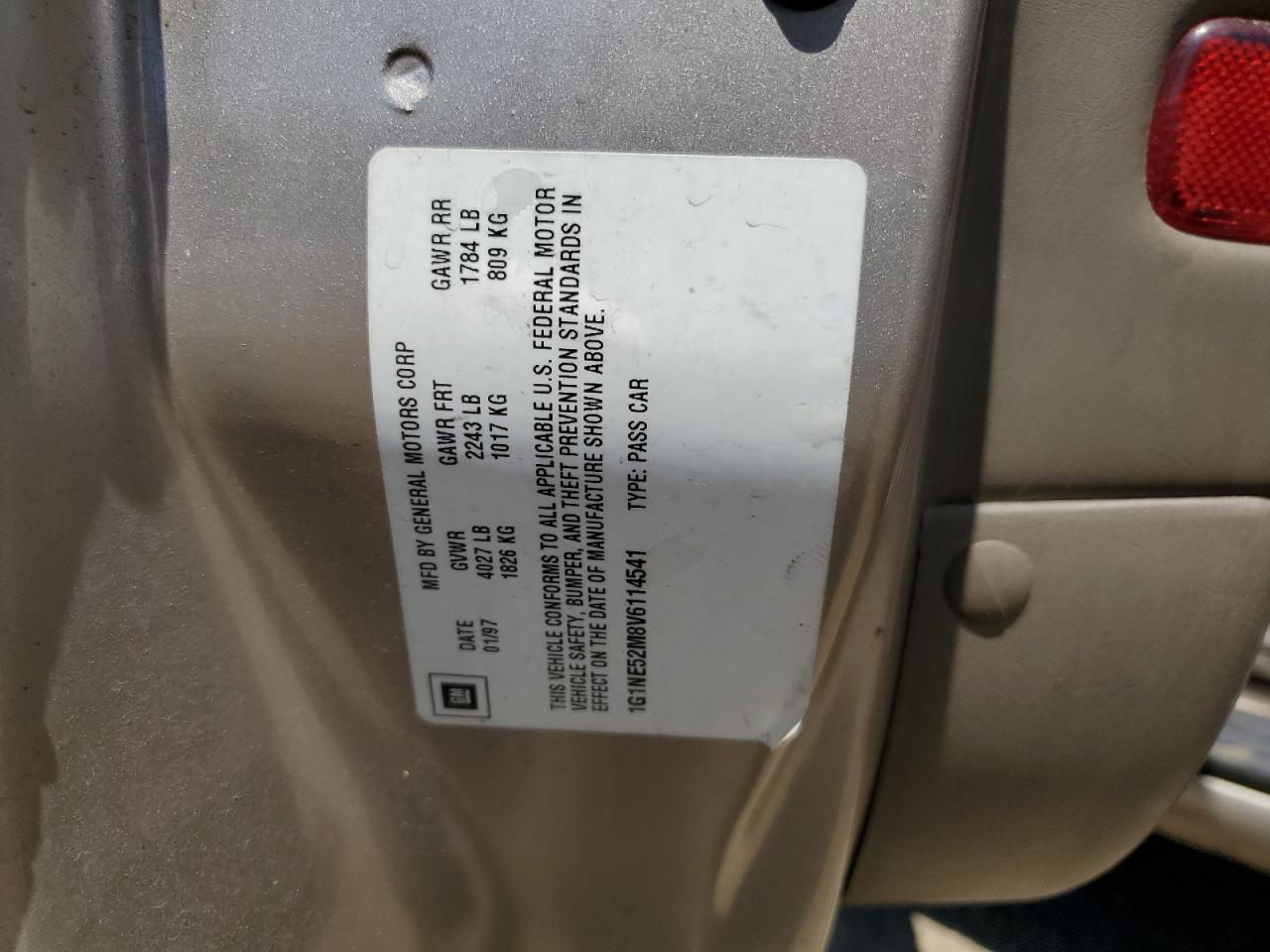 1997 Chevrolet Malibu Ls VIN: 1G1NE52M8V6114541 Lot: 62479334