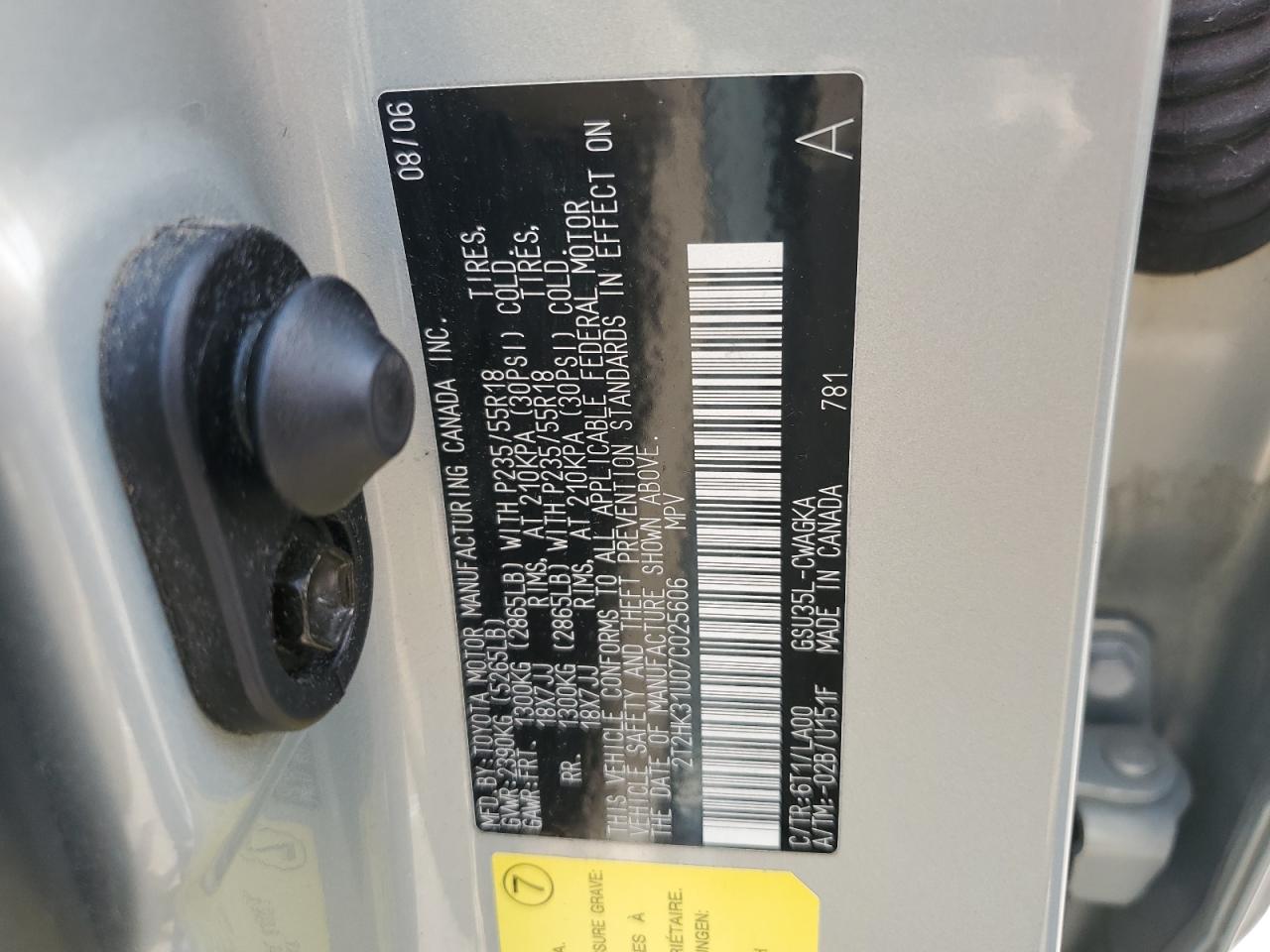 2007 Lexus Rx 350 VIN: 2T2HK31U07C025606 Lot: 64498174