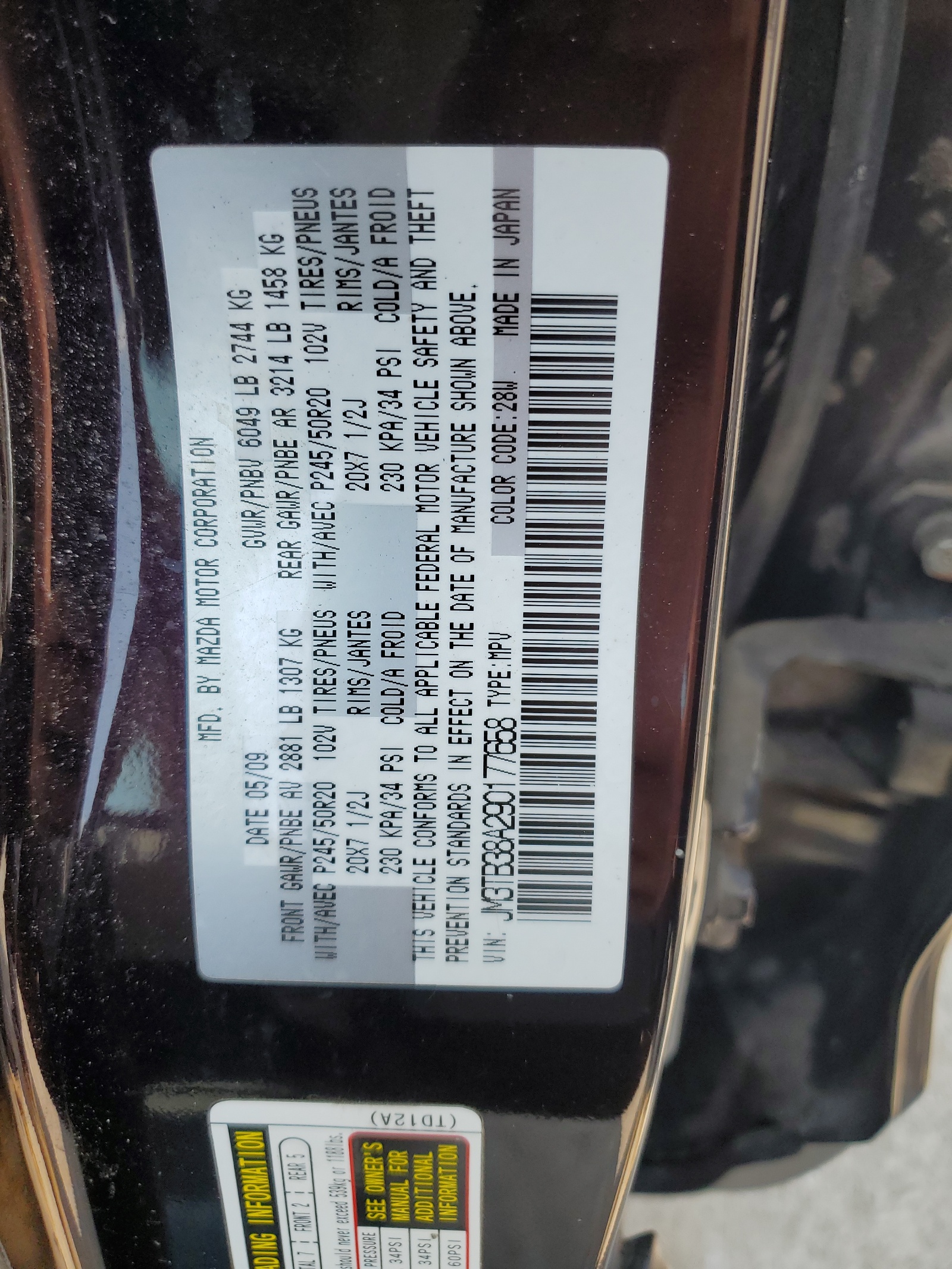 JM3TB38A290177658 2009 Mazda Cx-9