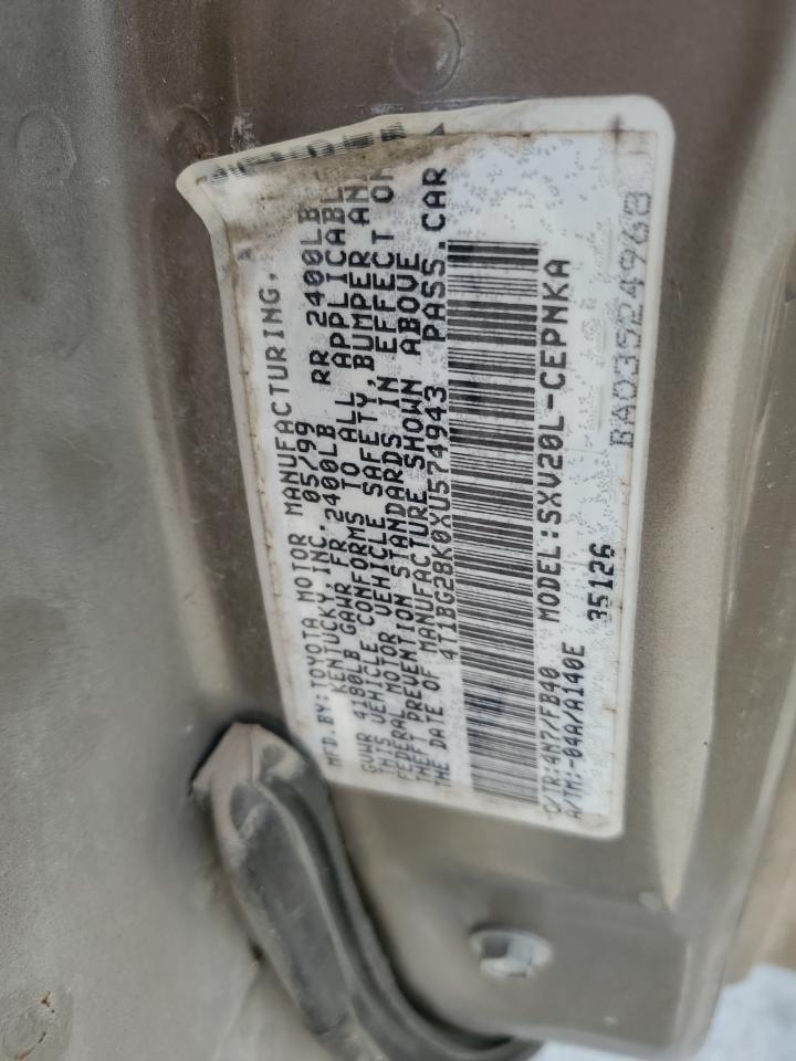 1999 Toyota Camry Ce VIN: 4T1BG28K0XU574943 Lot: 64260654