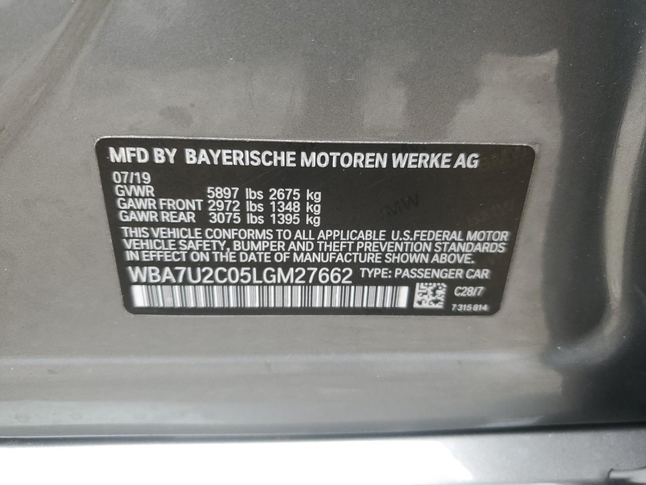 WBA7U2C05LGM27662 2020 BMW 750 Xi