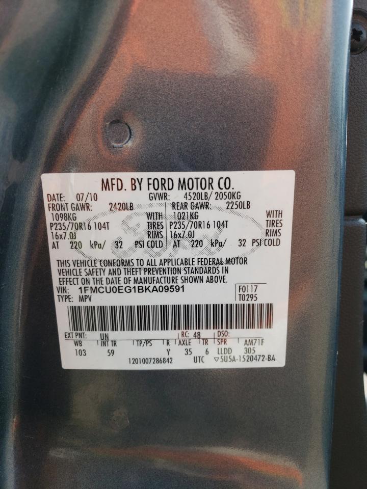 2011 Ford Escape Limited VIN: 1FMCU0EG1BKA09591 Lot: 64472034