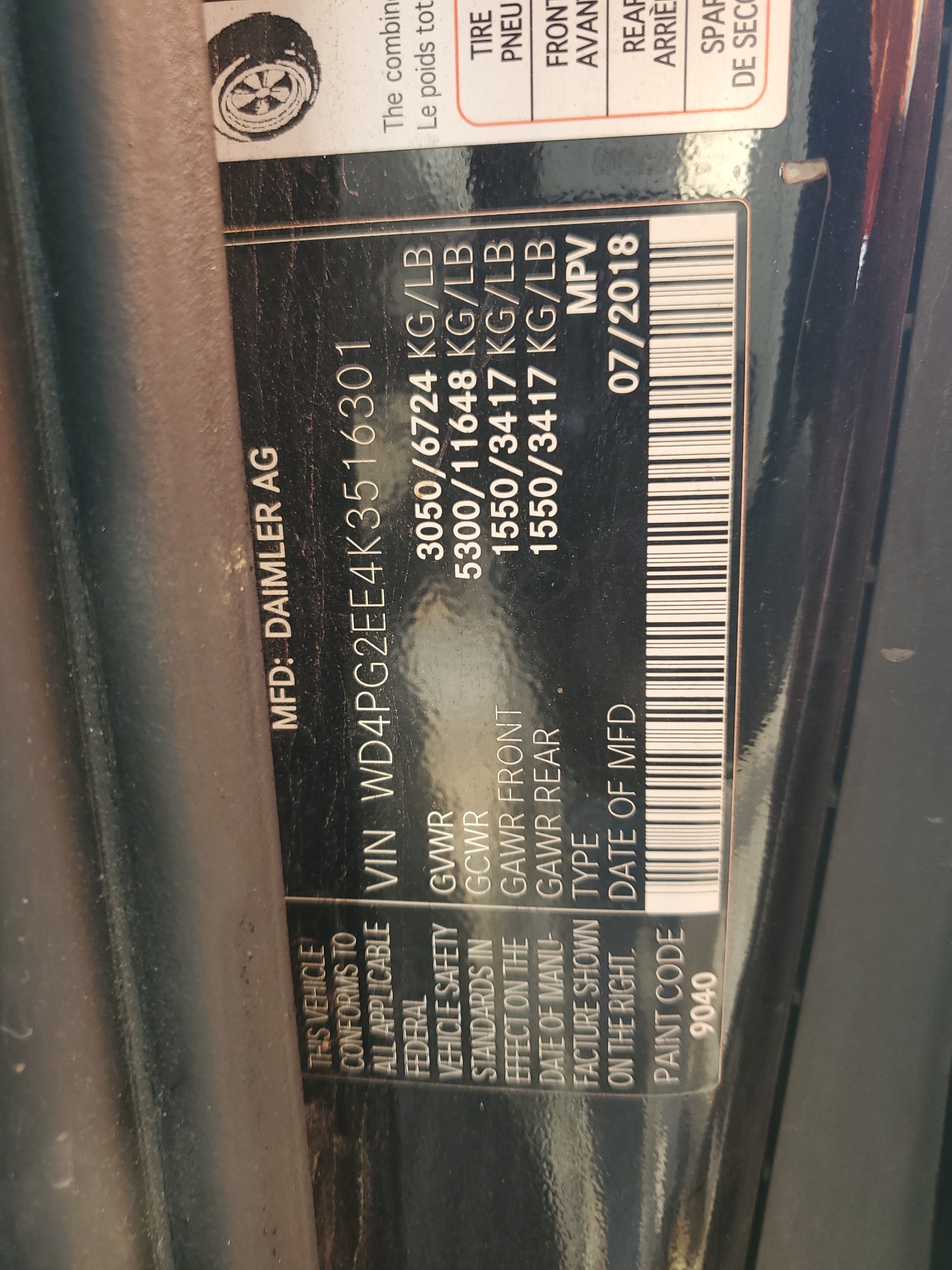 WD4PG2EE4K3516301 2019 Mercedes-Benz Metris