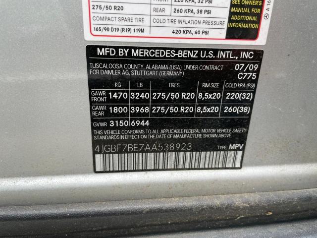 4JGBF7BE7AA538923 2010 Mercedes-Benz Gl 450 4Matic