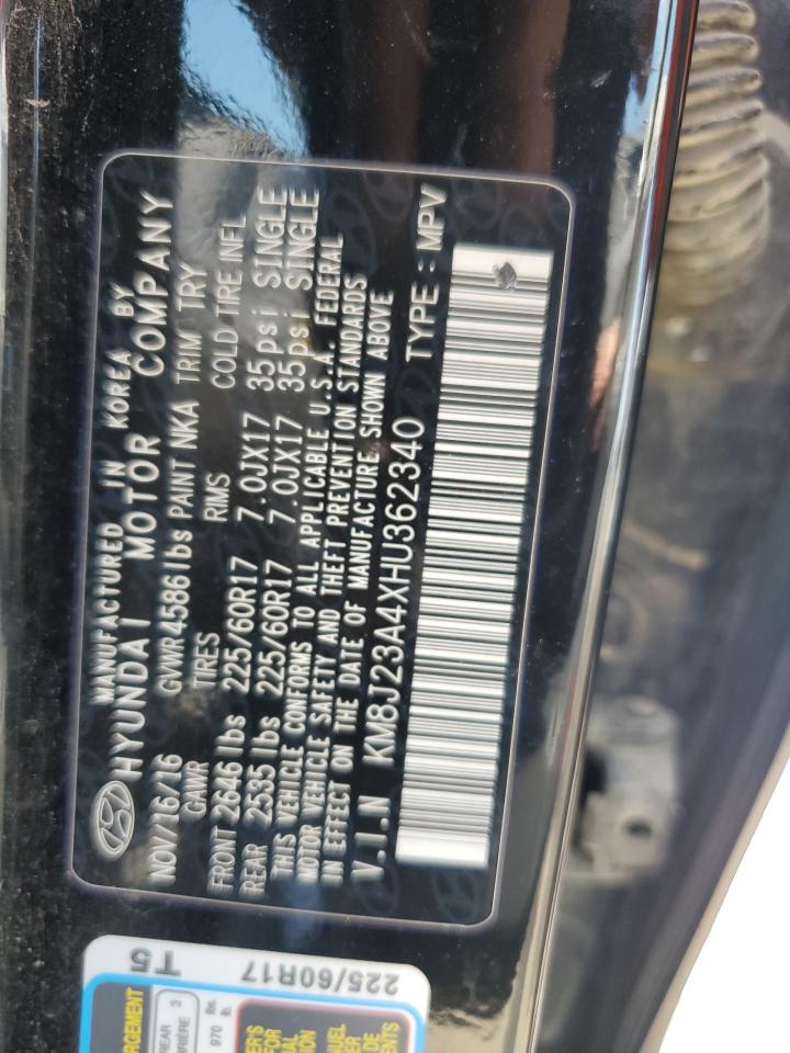 2017 Hyundai Tucson Se VIN: KM8J23A4XHU362340 Lot: 63040624