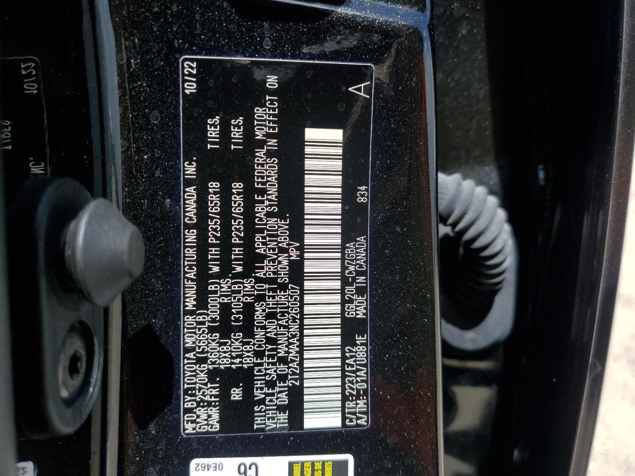 2022 Lexus Rx 350 Base VIN: 2T2AZMAA3NC260507 Lot: 62285144