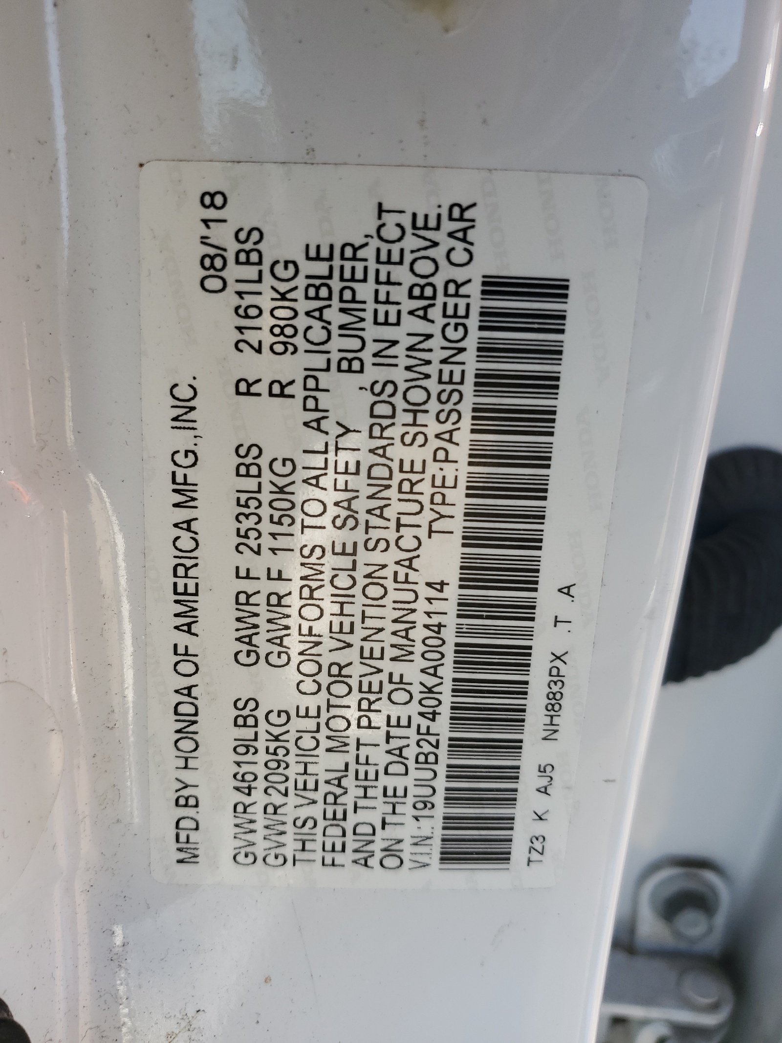 19UUB2F40KA004114 2019 Acura Tlx Technology