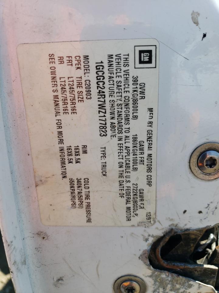 1998 Chevrolet Gmt-400 C2500 VIN: 1GCGC24R7WZ177823 Lot: 65153234