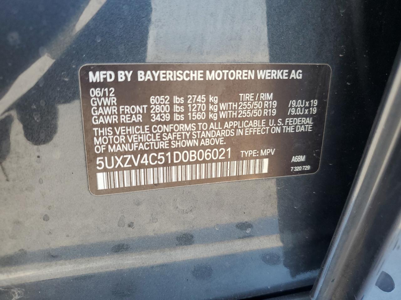 2013 BMW X5 xDrive35I VIN: 5UXZV4C51D0B06021 Lot: 63404314