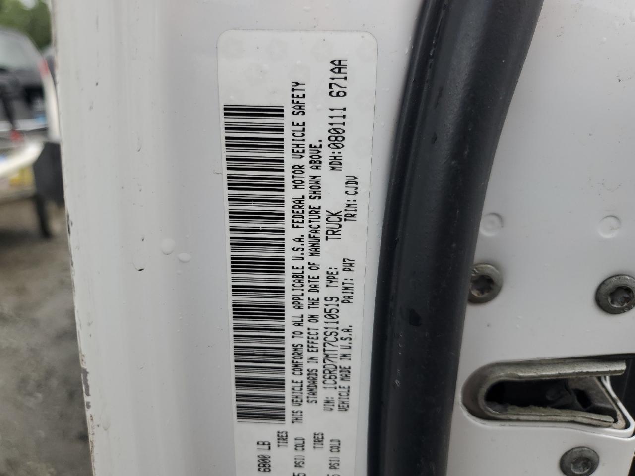 2012 Dodge Ram 1500 Sport VIN: 1C6RD7MT7CS110519 Lot: 63527524