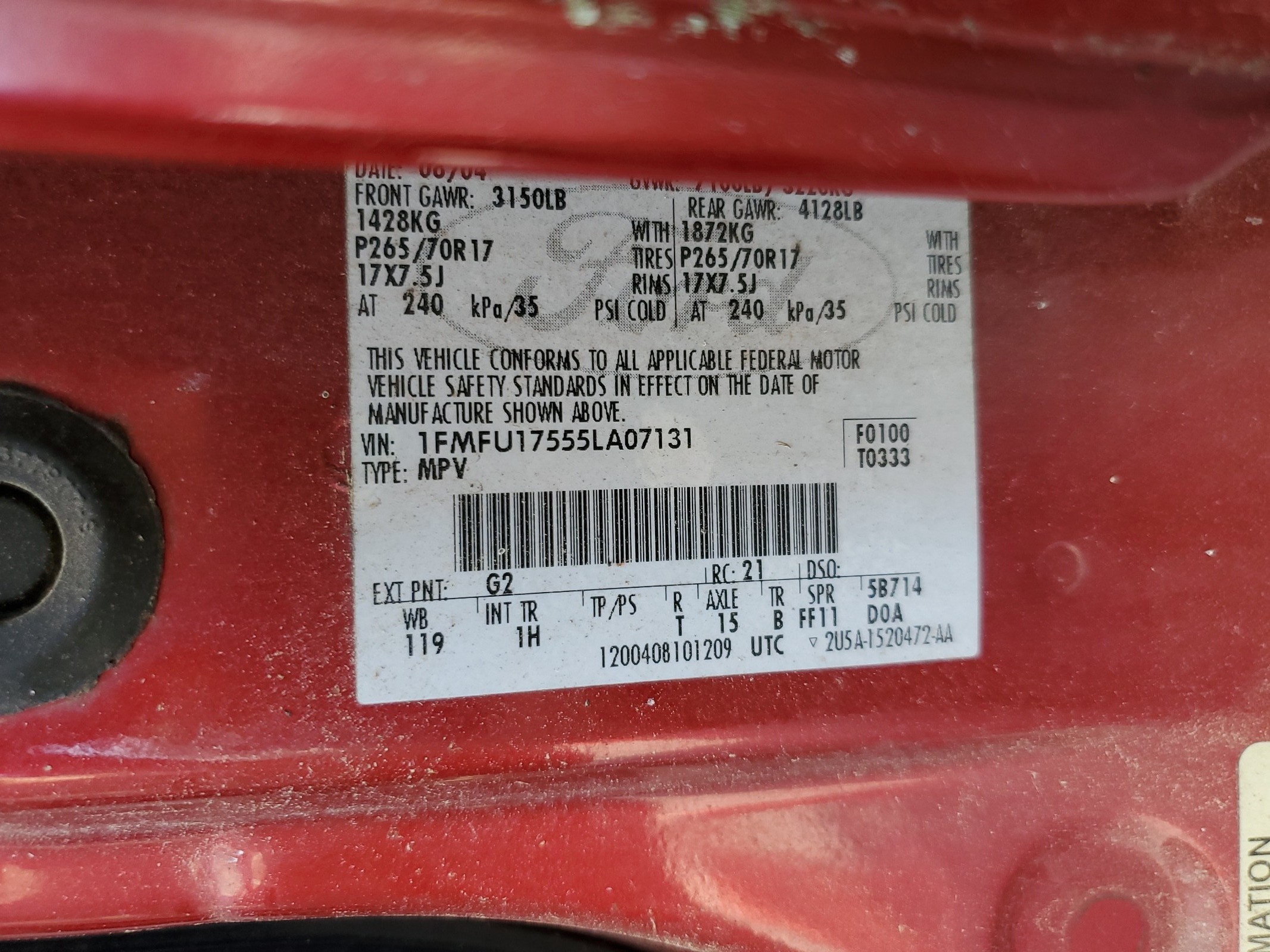 1FMFU17555LA07131 2005 Ford Expedition Eddie Bauer