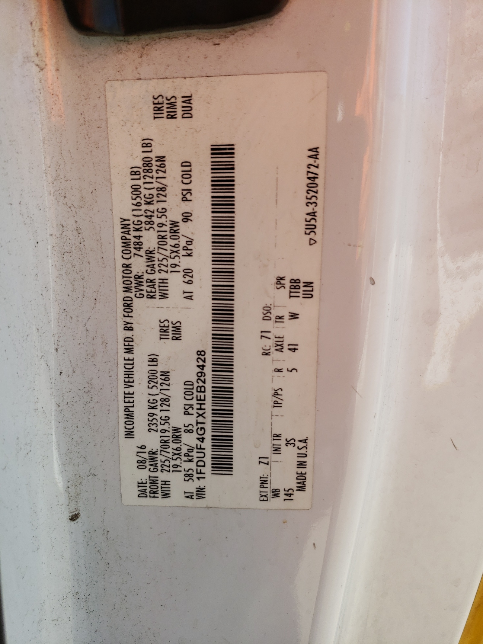 1FDUF4GTXHEB29428 2017 Ford F450 Super Duty