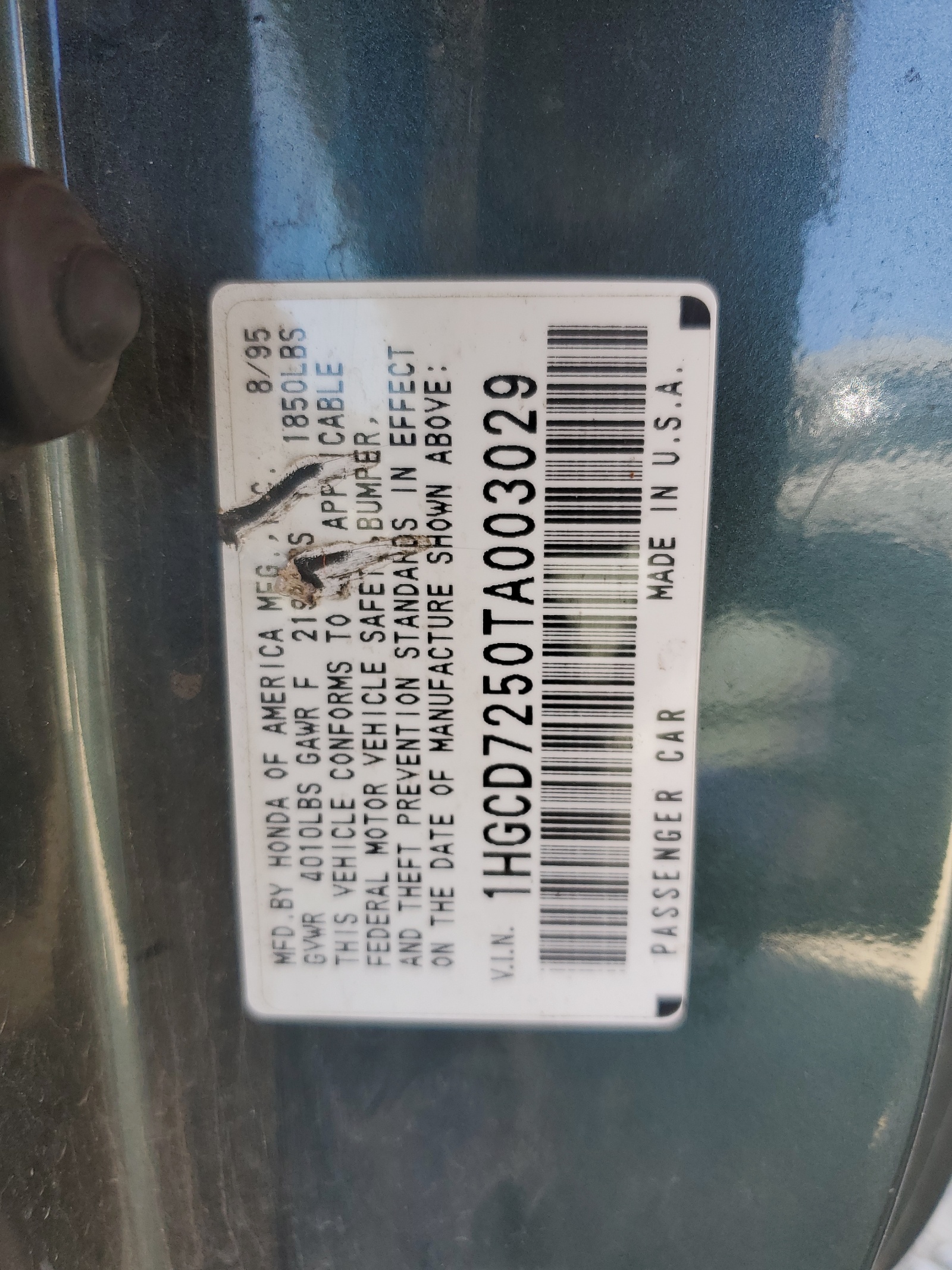 1HGCD7250TA003029 1996 Honda Accord Ex