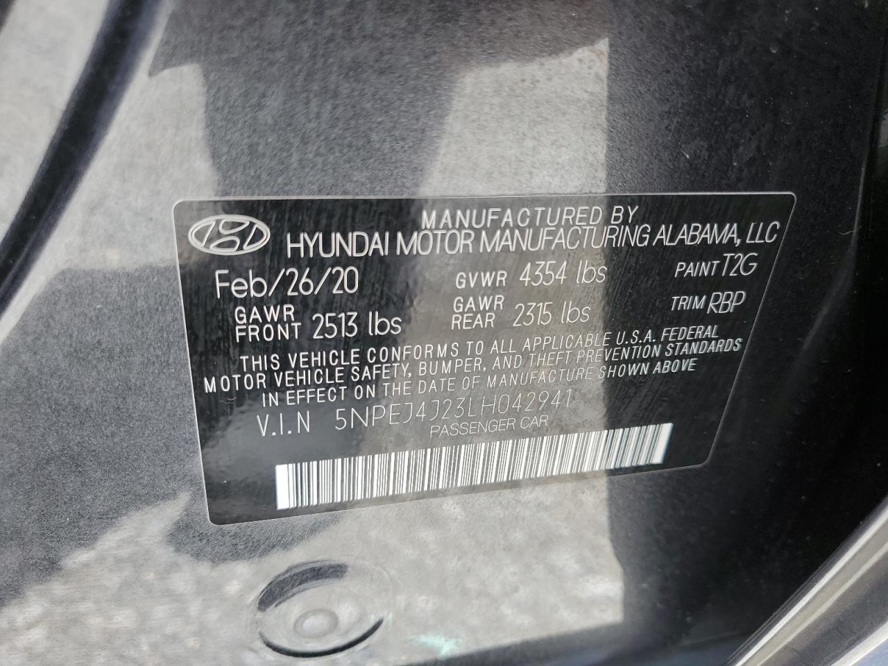 2020 Hyundai Sonata Sel Plus VIN: 5NPEJ4J23LH042941 Lot: 64460644