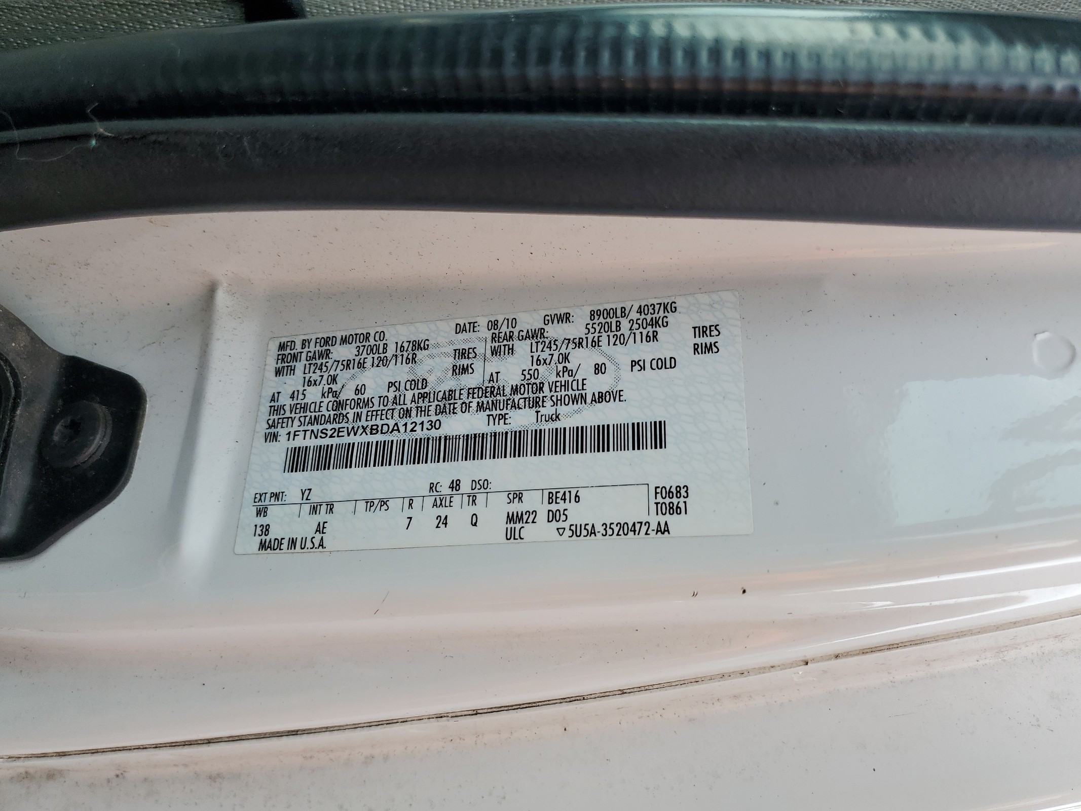 1FTNS2EWXBDA12130 2011 Ford Econoline E250 Van