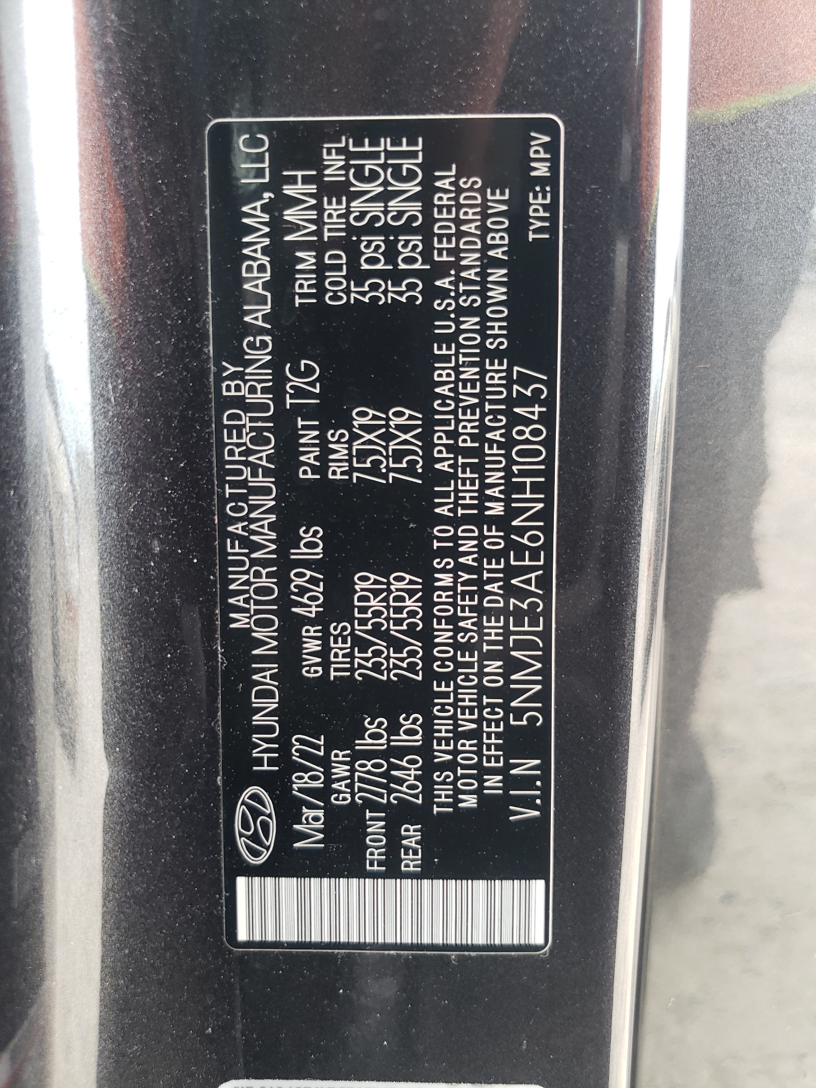 5NMJE3AE6NH108437 2022 Hyundai Tucson Limited