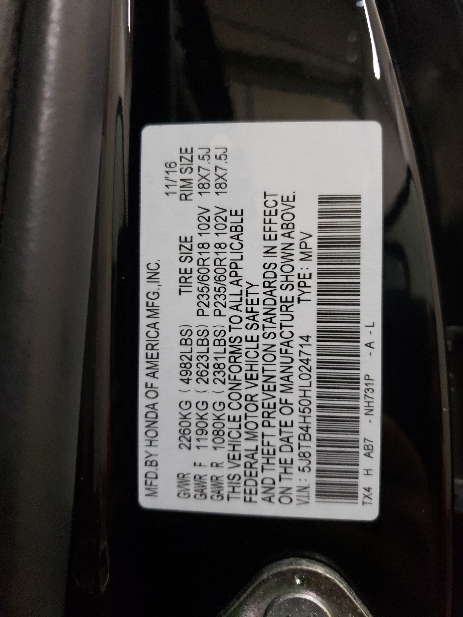 5J8TB4H50HL024714 2017 Acura Rdx Technology