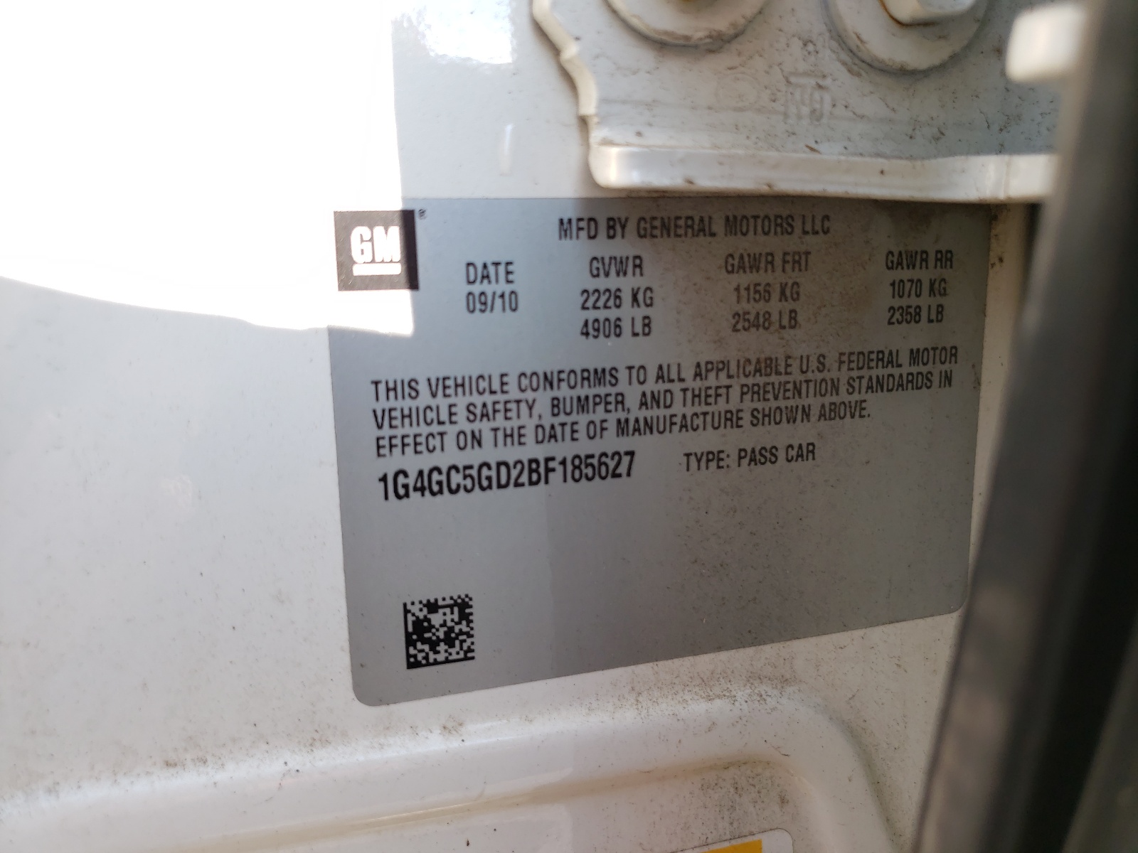 1G4GC5GD2BF185627 2011 Buick Lacrosse Cxl