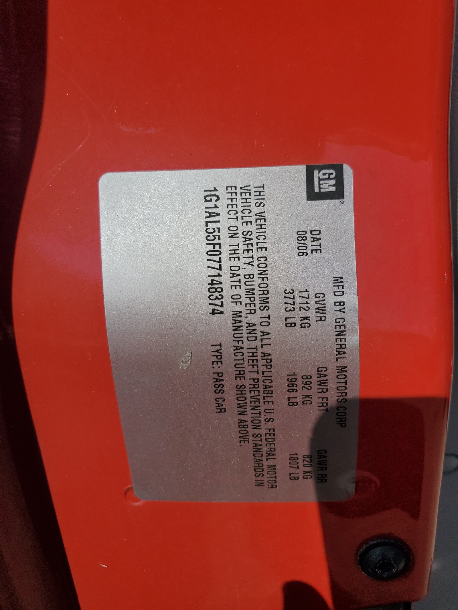 1G1AL55F077148374 2007 Chevrolet Cobalt Lt