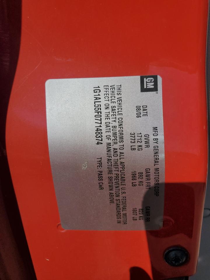 2007 Chevrolet Cobalt Lt VIN: 1G1AL55F077148374 Lot: 62853394