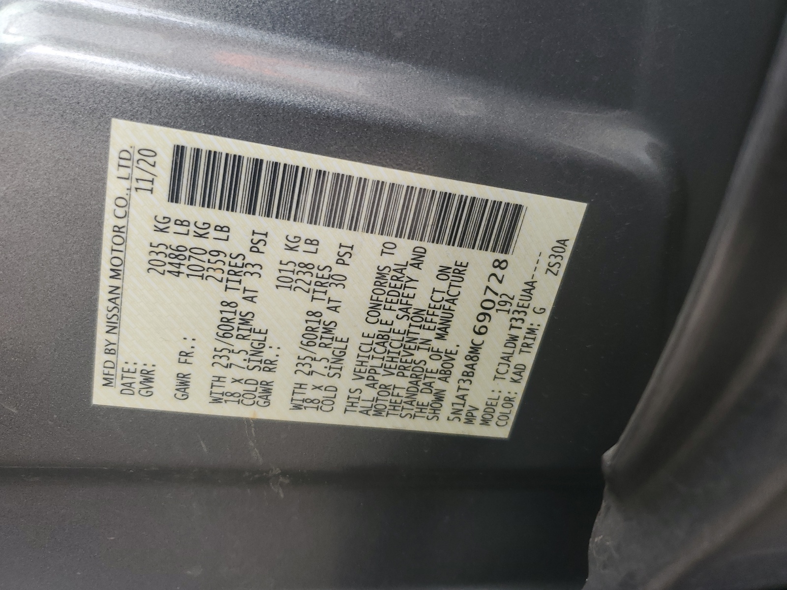 5N1AT3BA8MC690728 2021 Nissan Rogue Sv