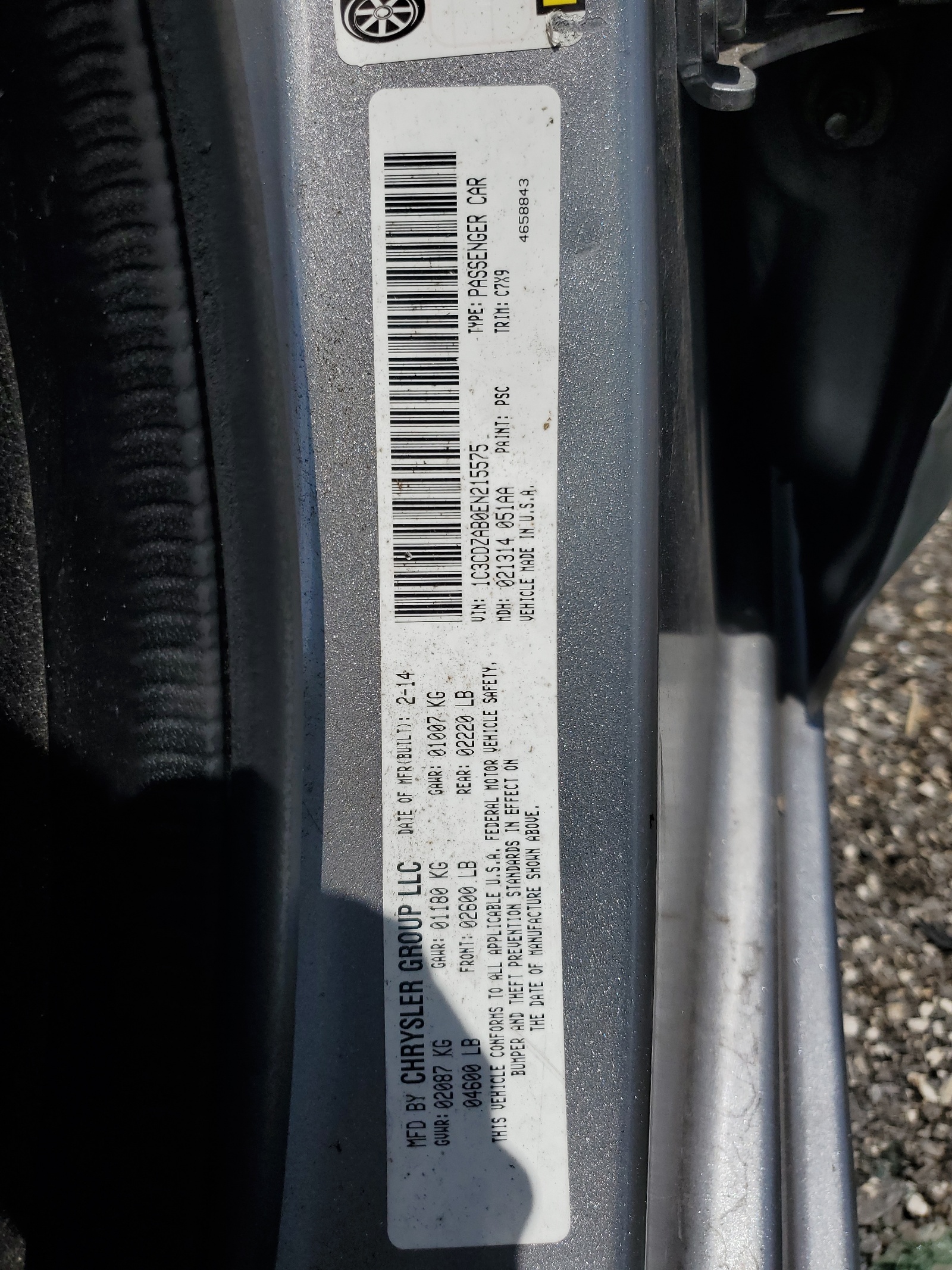 1C3CDZAB0EN215575 2014 Dodge Avenger Se