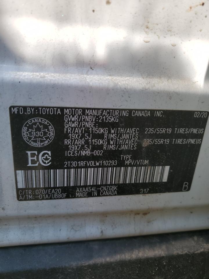 2020 Toyota Rav4 Limited VIN: 2T3D1RFV0LW110293 Lot: 63653254